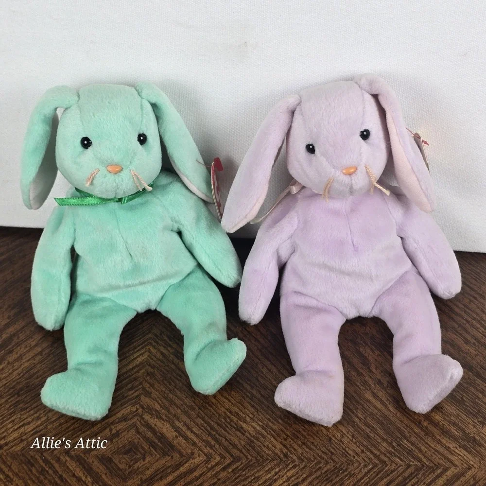 TY Beanie Baby Rabbit Bunny Vintage Stuffed Animal Plush Easter Purple Rainbow